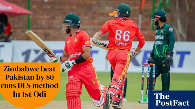 Zimbabwe Beat Pakistan by 80 Runs On The DLS Method In 1st Odi